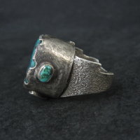 Huge Turquoise Ring Vintage Southwestern Tufa Cast Kewa Jewelry Size 6.5