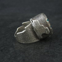 Huge Turquoise Ring Vintage Southwestern Tufa Cast Kewa Jewelry Size 6.5
