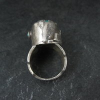 Huge Turquoise Ring Vintage Southwestern Tufa Cast Kewa Jewelry Size 6.5