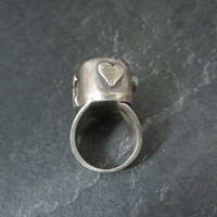 Huge Turquoise Ring Vintage Southwestern Tufa Cast Kewa Jewelry Size 6.5
