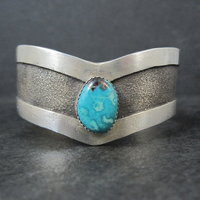 Vintage Navajo Sterling Tufa Turquoise Cuff Bracelet 6.75 Inches