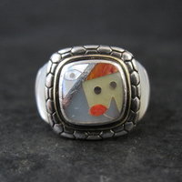 Vintage Sterling 18K Picasso Inlay Ring Size 5.5 Eric Grossbardt