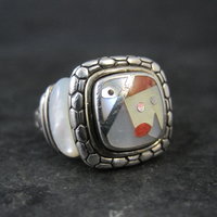Vintage Sterling 18K Picasso Inlay Ring Size 5.5 Eric Grossbardt