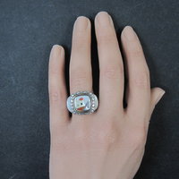 Vintage Sterling 18K Picasso Inlay Ring Size 5.5 Eric Grossbardt