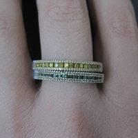Sterling Silver Green and Yellow Diamond Stacking Rings Size 9 Set of 2 Bands