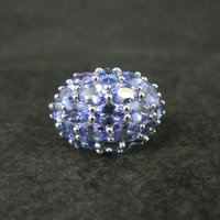 Large 7.50 Carat Tanzanite Cocktail Dome Ring in Sterling Silver Size 10