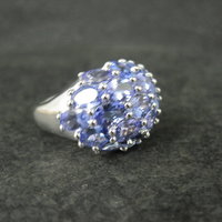 Large 7.50 Carat Tanzanite Cocktail Dome Ring in Sterling Silver Size 10