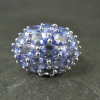 Large 7.50 Carat Tanzanite Cocktail Dome Ring in Sterling Silver Size 10