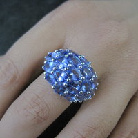 Large 7.50 Carat Tanzanite Cocktail Dome Ring in Sterling Silver Size 10