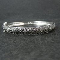 Sterling Silver Black Tourmaline Bangle Bracelet 6.75"