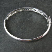 Sterling Silver Black Tourmaline Bangle Bracelet 6.75"