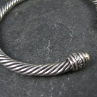 Vintage Sterling Silver and 18K Yellow Gold Cable Bracelet 7" Jeffrey Levin