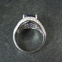 5.50 Carat Amethyst and 3.08 ctw White Zircon Ring in Sterling Silver Size 10