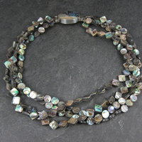 Estate 4 Strand Abalone Necklace 17" 