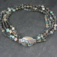 Estate 4 Strand Abalone Necklace 17" 