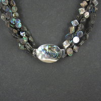 Estate 4 Strand Abalone Necklace 17" 