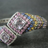 Colleen Lopez Rose de France Sapphire and Diamond Sterling Silver Bracelet