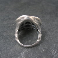 Vintage Gothic Chunky Onyx Sterling Ring Size 6