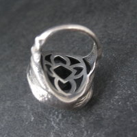 Vintage Gothic Chunky Onyx Sterling Ring Size 6