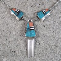 Vintage Navajo Turquoise Inlay Necklace John Charley