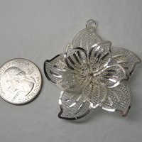 Vintage Flower Brooch Pendant Figural Filigree Sterling