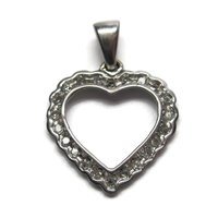 Vintage 10K White Gold .15 Ctw Genuine Diamond Heart Pendant