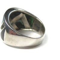 Wide Vintage Marcasite Inlay Band Ring Sterling Size 8