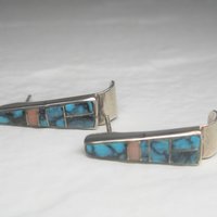 Zuni Turquoise Inlay Earrings Sterling