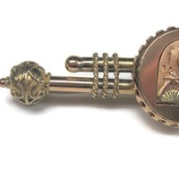 Antique 10K Peacock Bar Brooch