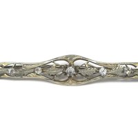 Antique Art Nouveau Rolled Gold Sterling Filigree Paste Diamond Brooch Sturdevant & Whiting