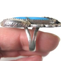 Large Vintage Navajo Turquoise Ring Size 8