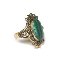 Vintage 12K GF Southwestern Malachite Ring Size 8