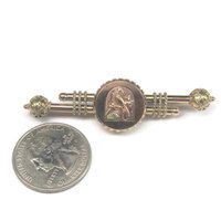 Antique 10K Peacock Bar Brooch