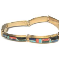 Vintage 14K Inlay Bracelet 8 Inches Cherokee Thomas Barbre