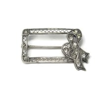 Antique Sterling Paste Diamond Bow Brooch