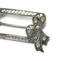 Antique Sterling Paste Diamond Bow Brooch