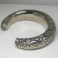 Antique Hollow Peacock Rattle Cuff Bracelet 7.25 Inches