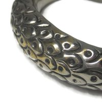 Antique Hollow Peacock Rattle Cuff Bracelet 7.25 Inches