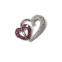 10K Pink Sapphire Diamond Heart Pendant