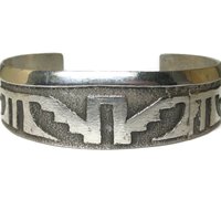 Navajo Sterling Tufa Cuff Bracelet 6.25 Inches Anthony Bowman