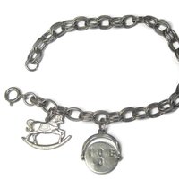 Vintage Sterling I Love You Rocking Horse Charm Bracelet