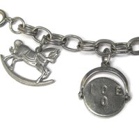 Vintage Sterling I Love You Rocking Horse Charm Bracelet