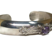 Estate Carol Felley Amethyst Cuff Bracelet 6.25 Inches