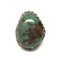 Large Vintage Southwestern Green Turquoise Ring Size 6