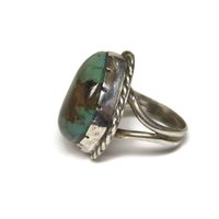 Large Vintage Southwestern Green Turquoise Ring Size 6