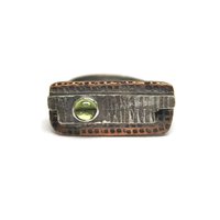 Vintage Modernist Sterling Copper Peridot Ring Size 7