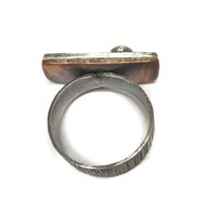 Vintage Modernist Sterling Copper Peridot Ring Size 7