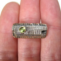 Vintage Modernist Sterling Copper Peridot Ring Size 7