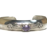 Estate Carol Felley Amethyst Cuff Bracelet 6.25 Inches