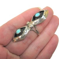 Long Vintage Turquoise Shadowbox Ring Dead Pawn Size 5